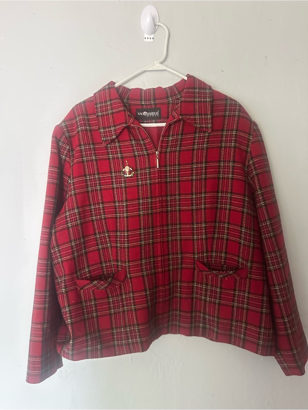 Sag Harbor Red Plaid Jean Jacket